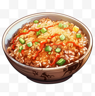 海苔炒饭图片素材_水彩风格中餐炒饭