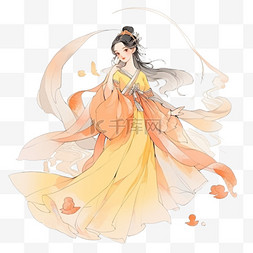 白色古典图片_中秋节古典嫦娥仙女卡通手绘元素