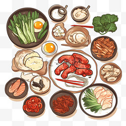 手绘平面设计韩国美食插图