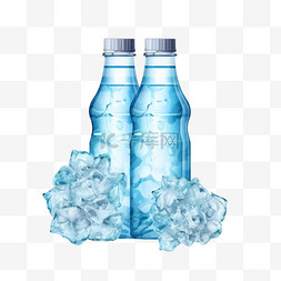 水滴组成图片_逼真的矿泉水海报，由品牌塑料瓶