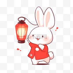 小兔子提着图片_提着灯笼的小兔子卡通中秋手绘元
