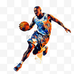 篮球比赛运动体育图片_抽象篮球水彩风格背景
