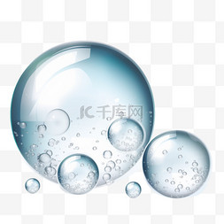 透明大水滴图片_大、中、小气泡元素，透明背景，