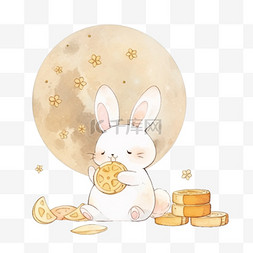 小兔子月饼卡通手绘元素中秋
