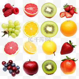 新鲜的水果图标图片_白色的水果。水果包括苹果、柠檬