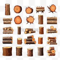 卡通伐木工人图片_各种原木和树干平面图片集