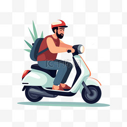 摩托骑图片_可爱的男子骑摩托车卡通矢量图标