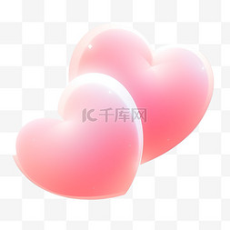 3D立体七夕情人节两个粉色爱心