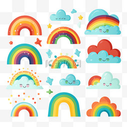 一组五颜六色的彩虹，形态各异。