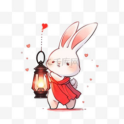 小兔子提着图片_中秋提着灯笼的小兔子卡通手绘元