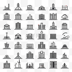 摩天大楼素材图片_建筑图标。一组二十行图标。摩天