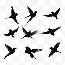 燕子飞翔背景图片_白色背景上飞翔的鸟儿的剪影。矢