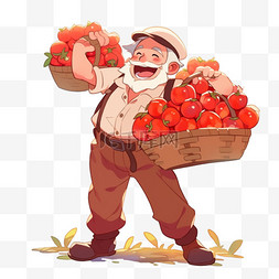 秋天丰收场景图片_红枣元素农民丰收的卡通手绘