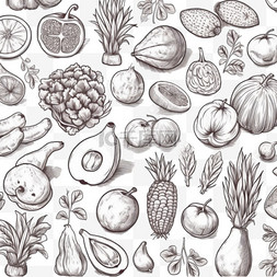 水果厨房背景图片_手绘健康食品背景