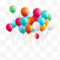彩色光泽生日快乐气球横幅背景插