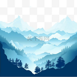 蓝色山脉图片_山脉景观蓝色渐变
