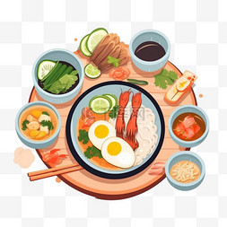 平面亚洲图片_手绘平面设计越南美食插图