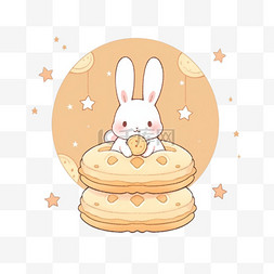 兔子图片_小兔子月饼卡通中秋手绘元素
