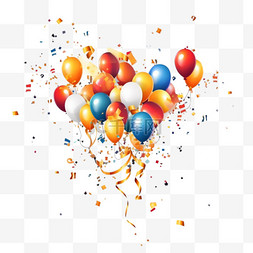 生日贺卡金色气球图片_生日快乐祝贺横幅设计与五彩纸屑