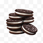 矢量图标奥利奥巧克力饼干堆叠在白色背景上隔离的品牌徽章上