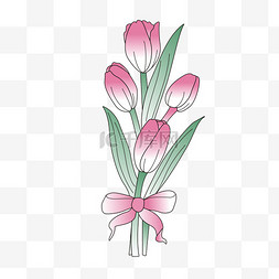 春天郁金香花朵母亲节手绘卡通