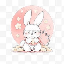 小兔子月饼卡通中秋手绘元素