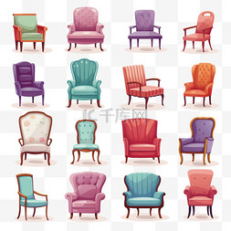 内饰图片_不同颜色的椅子和扶手椅插图