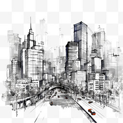 城市素描图片_勾勒现代城市背景