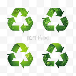 危废品回收图片_一套四个graidnet绿色回收标志