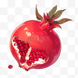 水果背景素材图片_秋天石榴手绘水果元素