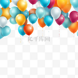 周年纪念丝带图片_彩色光泽生日快乐气球横幅背景插