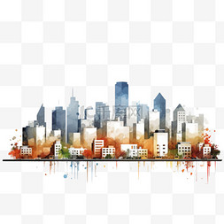 蓝色大都市图片_城市建筑天际线全景房屋插图