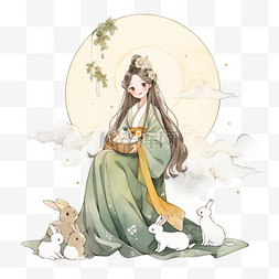 美丽手绘图片_中秋节仙女卡通嫦娥手绘元素