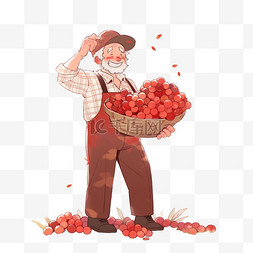 开心表情手绘图片_农民丰收的红枣卡通元素