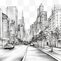 城市素描图片_勾勒现代城市背景
