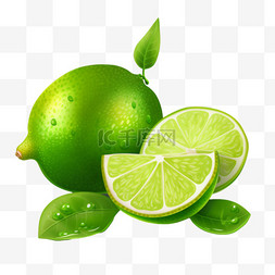健康绿色背景图片_透明背景上的柠檬水果