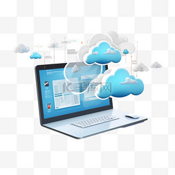软件开发流程图片_带有云软件的网页的四分之三视图