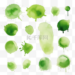 水彩画抽象绿色污渍收藏