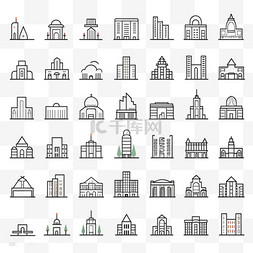 城市摩天大楼图片_建筑图标。一组二十行图标。摩天