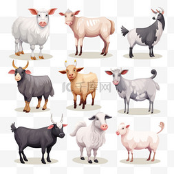 动物素描图片_农场动物收藏插图画风