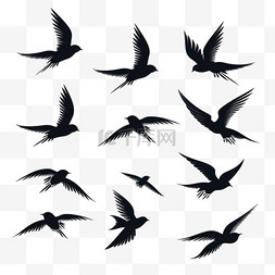 矢量纹身图片_白色背景上飞翔的鸟儿的剪影。矢