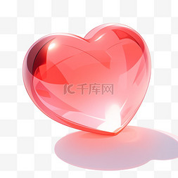3D立体七夕情人节玻璃红色爱心