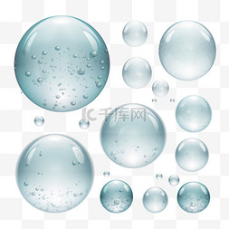 大、中、小气泡元素，透明背景，