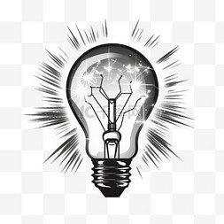 二进制思维法图片_有光线的灯泡。照明电灯。创造性