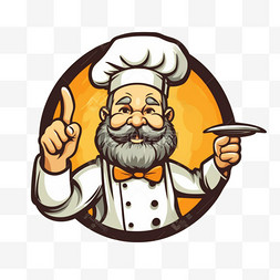 卡通美食图标背景图片_可爱的厨师烹饪餐厅美食吉祥物标