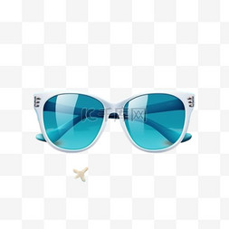 戴着海蓝色太阳镜享受暑假