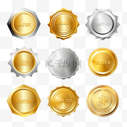 香槟金银箔家具图片_一套不同形状的金银印章质量标志