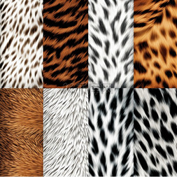 老虎野生动物图片_动物皮毛无缝花纹豹子、老虎、斑