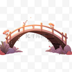 河上一座桥图片_七夕情人节元素一座木头桥