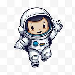 卡通的角色图片_可爱的宇航员超级飞行插图